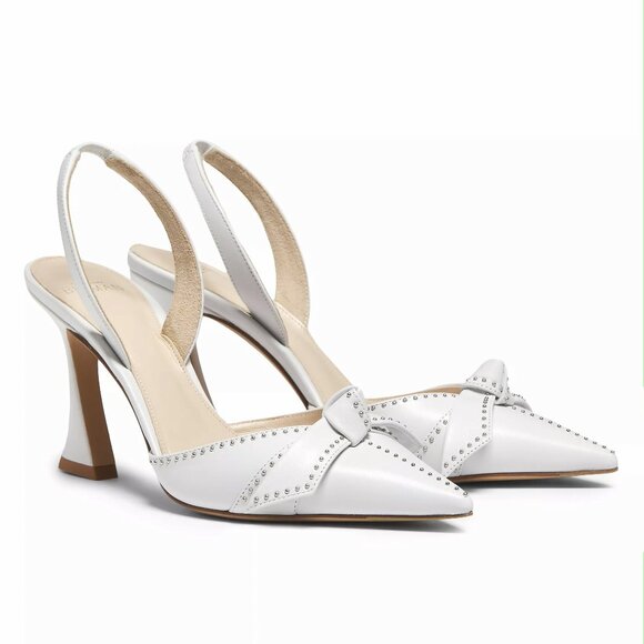 Alexandre Birman CLARITA BELL Leather Studs Bow Sculptural Slingback Pumps IT37 - Picture 1 of 7